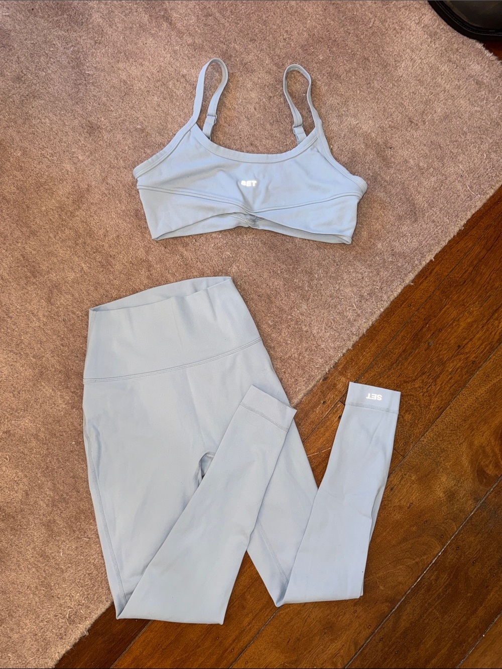 SET Active Soft Sky Blue Sports Bra & Leggings Set